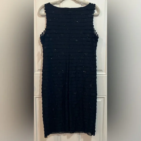 NWOT RB Collection NY Elegant Black Shimmer W/Lace Sleeveless Dress-Medium - Picture 2 of 7